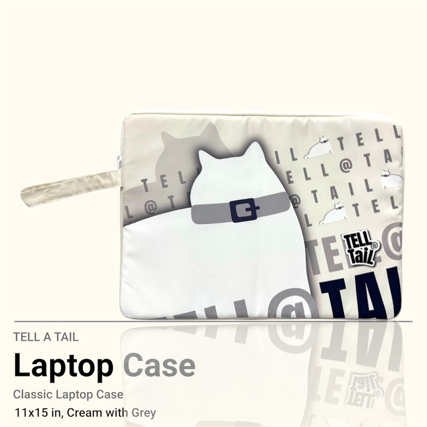 CANVAS LAPTOP SLEEVE : CREAM WITH GREY