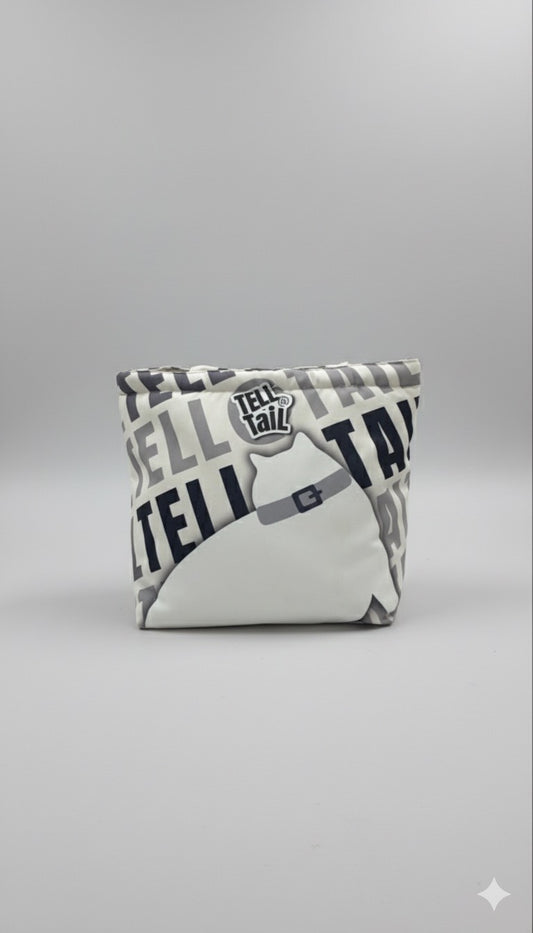 FLUFFY CANVAS TOTE BAG : CREAM WITH GREY